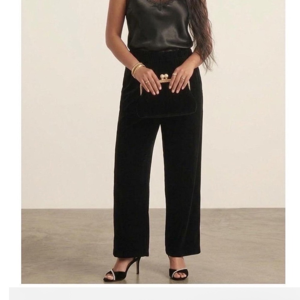 COS Black Velvet Wide Leg Trousers High Waisted Pants Size 2 NEW 1201163 001 09